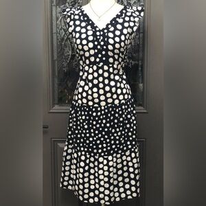 Loft Dotted Flutter Sleeve V-neck Midi Dress